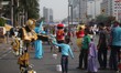 Peoples sport in the main streets of Jakarta during the Car Free Sunday, in Jakarta, Indon...