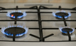 Natural gas burners on a natural-gas-burning stove. On Wednesday, July 20, 2022, in Rzesz...