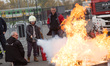 Firefighters show during the Pit Party on the National Stadium’s promenade before Verva St...