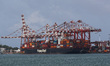 A cargo ship is seen at the Sri Lanka port of Colombo, Sri Lanka. August 22, 2022. 