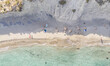 Tourism in Greece - Panoramic aerial view from a drone of Argilos Beach near Xerokampos an...