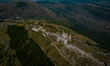 A drone view of the Castle of Rocca Calascio, Italy on September 2, 2022. At an elevation...