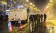 Police is using the water cannon vehicle against the protesters. Violent clashes, riots an...