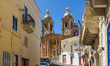 Church on the end of the street is seen in Dingli, Malta on 24 September 2022 