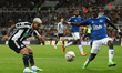 Bruno Guimaraes puts in a cross during the Premier League match between Newcastle United a...