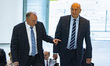 Prime Minister of Brandenburg Dietmar Woidke (R) and Prime Minister of Saxony-Anhalt Raine...