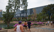 A view of APEC 2022 Thailand signage on the Queen Sirikit National Convention Center in Ba...