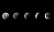This combination of pictures shows the moon in various stages of the Blood Moon during a t...