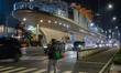 Women wait at pelican crossing near the new iconic shelter which integrates the Transjakar...