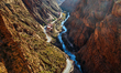 Winding mountain road in the Dades Gorge located in the Dades Valley in the High Atlas Mou...
