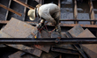 A worker works at a ship demolition site near Dala jetty in Yangon, Myanmar on December 7,...