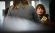 Justyna Wydrzynska is seen with media representatives inside the Praga district court ahea...