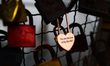 Love padlocks are seen at Father Bernatek Footbridge over Vistula River, which is known as...
