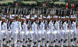 Soldiers march during a parade in celebration of the 80th founding anniversary of the Arme...