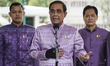 Thai Prime Minister Prayut Chan-o-cha addresses the media following a weekly cabinet meeti...