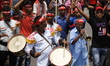 Garment workers & other labor organization in Bangladesh shout slogans during the May day...