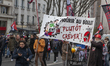 People take part in a nationwide strikes and protests across France, against the pension r...