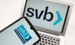 In this photo illustration the Silicon Valley Bank logo seen displayed on a smartphone scr...