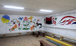 CHYHYRYN, UKRAINE - MARCH 15, 2023 - Drawings cover the walls in the bomb shelter set up b...