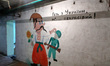 CHYHYRYN, UKRAINE - MARCH 15, 2023 - A patriotic drawing is seen on the wall in the bomb s...