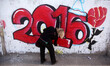 Italian graffiti paint on the wall  2016 before the new year in gaza city on  December 28,...