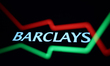 An illustrative stock chart and Barclays logo displayed on a phone screen are seen in this...