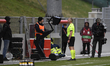Referee Jakob Kehlet checks VAR during the UEFA EURO 2024 qualifying round group J match b...