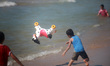 Palestinian children by playing on the beach in Gaza City over the weekend. 
