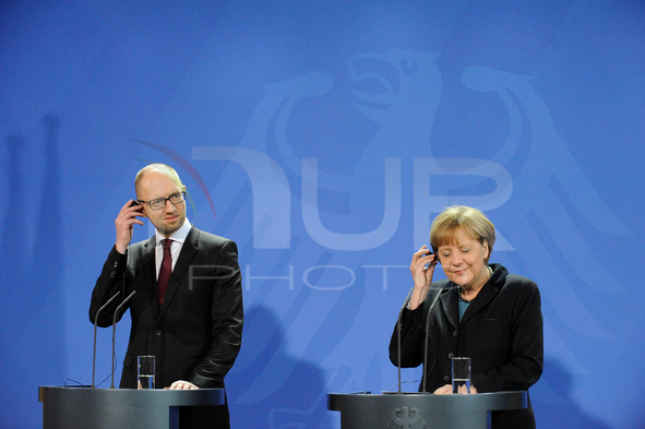 Merkel Meets With Ukrainian Prime Minister Yatsenyuk