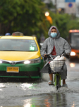 Water-Logged Road During Heavy Rain In Bangkok
