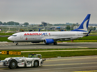 Anadolu Jet Boeing 737 Airplane At Amsterdam Airport Schiphol
