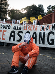 Solidarity Protest In Rome As Assange's US Extradition Case Deliberated At UK Court