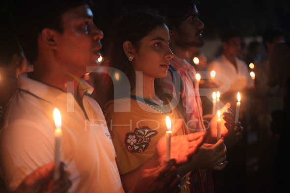 Bangladeshi Activists Hold Candles in Memory Of Victims killed In The Terrorist Attack In Dhaka