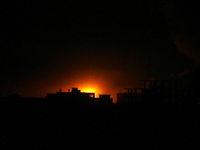 An Israeli missile hits an area in Rafah in Gaza Strip