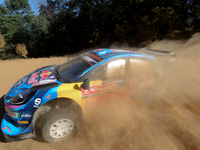 Pierre-Louis LOUBET (FRA) and Nicolas GILSOUL (BEL) in FORD Puma Rally1 HYBRID in action SS1 Lousa of WRC Vodafone Rally Portugal 2023 in Lo...