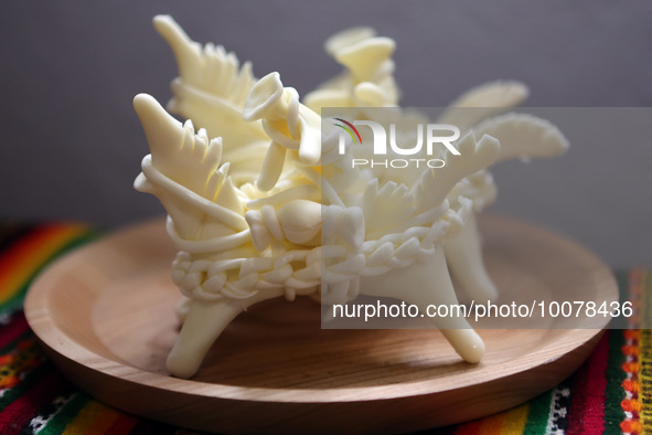 IVANO-FRANKIVSK REGION, UKRAINE - MAY 21, 2023 - Cheese horses made for the Polish delegation as part of the Taste of Kosiv project, Kosiv,...