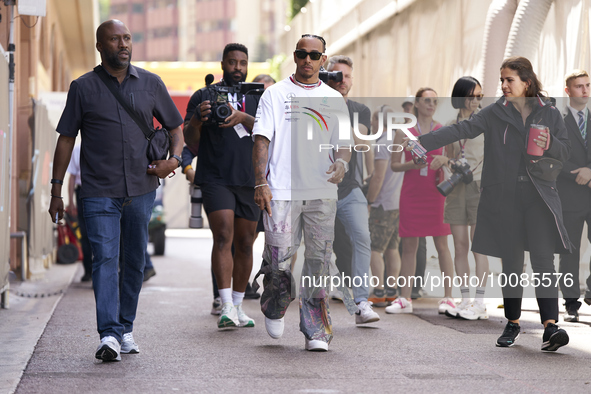 Lewis Hamilton of England and Mercedes during previews ahead of the F1 Grand Prix of Monaco at Circuit de Monaco on May 25, 2023 in Monte-Ca...