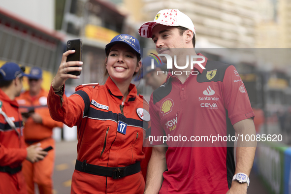 Charles Leclerc of Monaco and Ferrari during previews ahead of the F1 Grand Prix of Monaco at Circuit de Monaco on May 25, 2023 in Monte-Car...