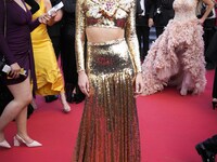 Poppy Delevingne  attend the ''L'ete Dernier (Last Summer)'' red carpet during the 76th annual Cannes film festival at Palais des Festivals...
