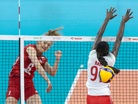 Kamila Witkowska (POL), Halimatou Bah (FRA) during Poland vs France, volleyball friendly match in Radom, Poland on May 25, 2023. (