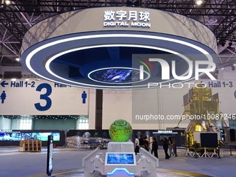  Digital Moon booth at the exhibition hall of Zhuhai Space Center in Zhuhai city, South China's Guangdong province, May 26, 2023. The exhibi...