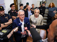 The Prefect of Ravenna Castrese De Rosa and the mayor Paola Pula attend a press conference on May 26, 2023 in Conselice, Italy (