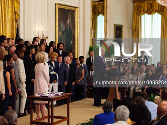 President Joe Biden and First Lady Dr. Jill Biden host a ceremony celebrating the Louisiana State University Women’s basketball team’s 2023...