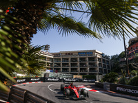  Carlos Sainz of Ferrari drives on the track during Practice 2 ahead of the F1 Grand Prix of Monaco at Circuit de Monaco on May 26, 2023 in...