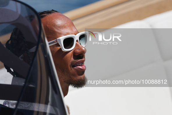Lewis Hamilton of Mercedes before practice ahead of the Formula 1 Grand Prix of Monaco at Circuit de Monaco in Monaco on May 26, 2023. 