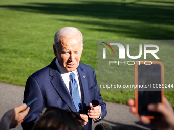 President Joe Biden speaks to reporters before boarding Marine One en route to Camp David for the Memorial Day weekend. (