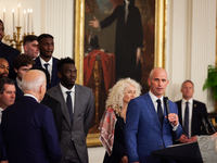 Head Coach Dan Hurley speaks at a White House event celebrating the University of Connecticut men’s basketball team's 2023 NCAA Championship...
