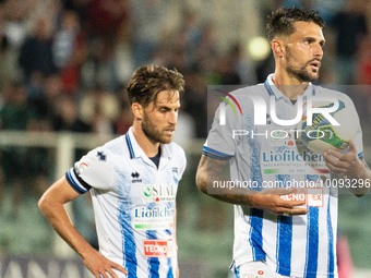 Facundo Lescano, Luca Palmiero during the first leg match between Pescara and Virtus Entella valid for the second national round of the Seri...