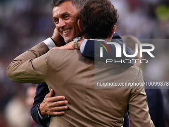  Paolo Maldini hugs Ciro Ferrara during the Serie A Football match between Juventus FC and AC Milan at Allianz Stadium, on 28 May 2023 in Tu...