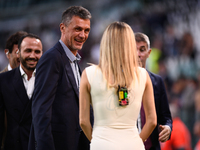  Paolo Maldini smiles at Diletta Leotta during the Serie A Football match between Juventus FC and AC Milan at Allianz Stadium, on 28 May 202...